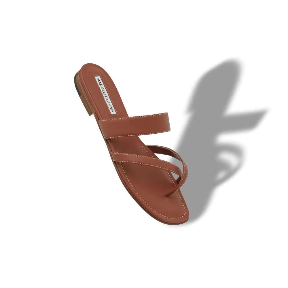 MANOLO BLAHNIK  Brown Leather Sandals